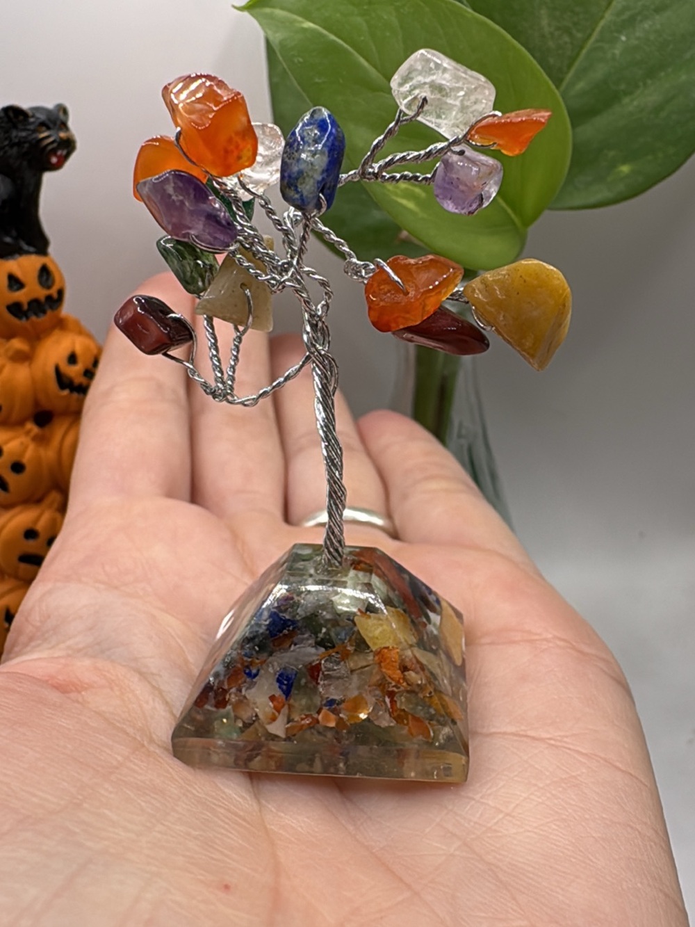 Handmade Multicolor Gemstone Tree Pendant Necklace